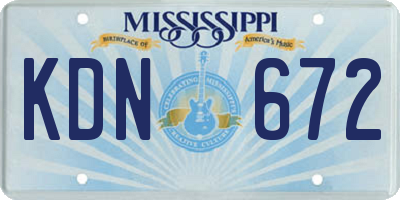 MS license plate KDN672