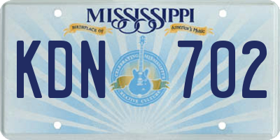 MS license plate KDN702
