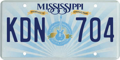 MS license plate KDN704