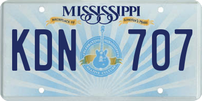 MS license plate KDN707