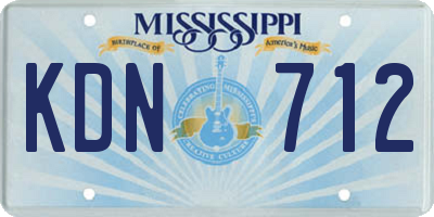 MS license plate KDN712
