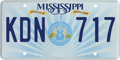 MS license plate KDN717
