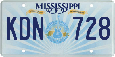 MS license plate KDN728