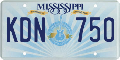 MS license plate KDN750