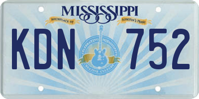 MS license plate KDN752