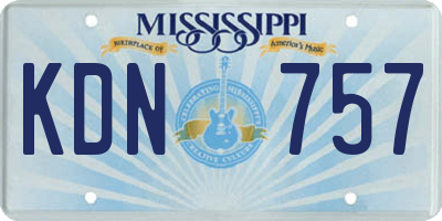 MS license plate KDN757
