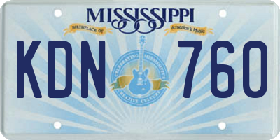 MS license plate KDN760