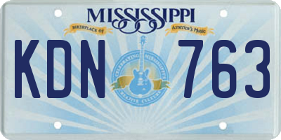 MS license plate KDN763