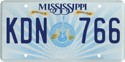 MS license plate KDN766