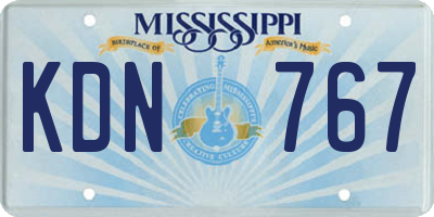 MS license plate KDN767