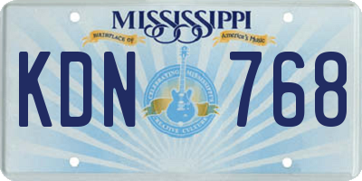 MS license plate KDN768