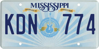 MS license plate KDN774