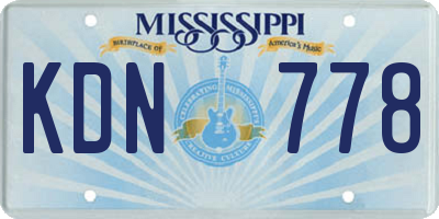 MS license plate KDN778