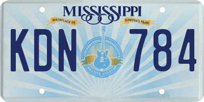 MS license plate KDN784
