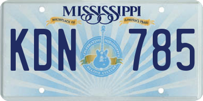 MS license plate KDN785