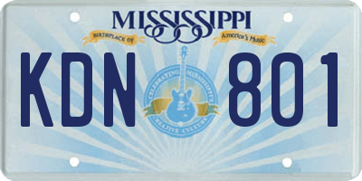 MS license plate KDN801