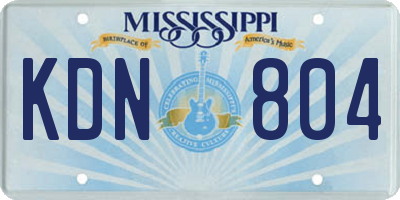 MS license plate KDN804