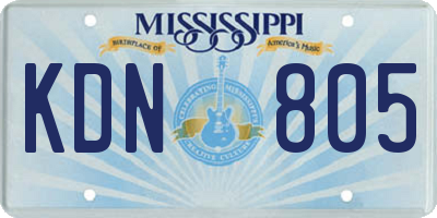 MS license plate KDN805