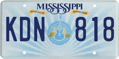 MS license plate KDN818
