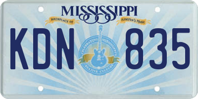 MS license plate KDN835