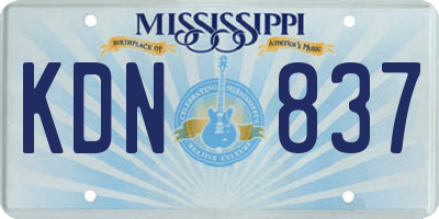 MS license plate KDN837