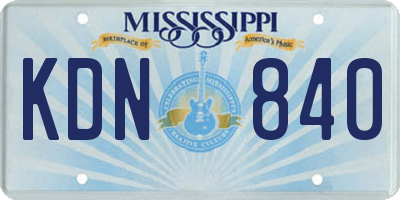 MS license plate KDN840