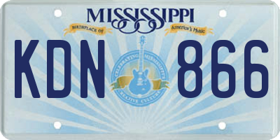 MS license plate KDN866