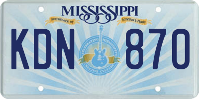 MS license plate KDN870