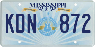 MS license plate KDN872