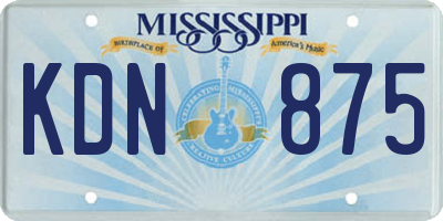 MS license plate KDN875