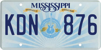 MS license plate KDN876