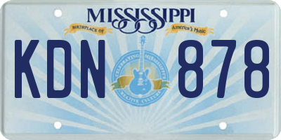 MS license plate KDN878
