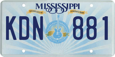 MS license plate KDN881