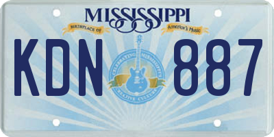 MS license plate KDN887
