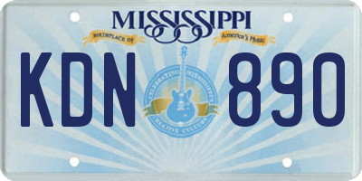 MS license plate KDN890