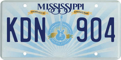 MS license plate KDN904