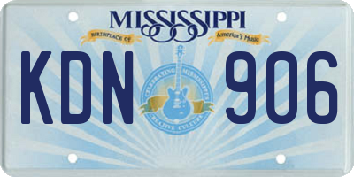 MS license plate KDN906