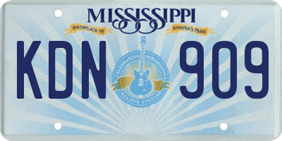 MS license plate KDN909