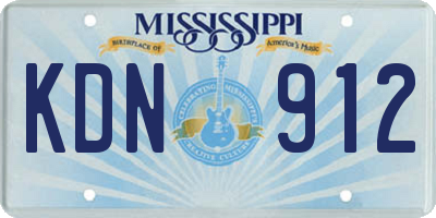 MS license plate KDN912