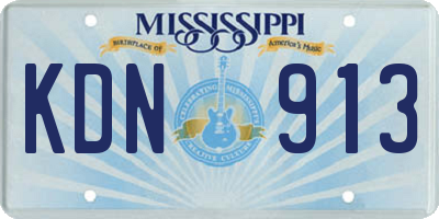 MS license plate KDN913