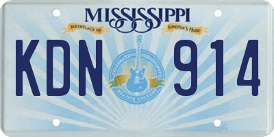 MS license plate KDN914