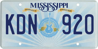 MS license plate KDN920