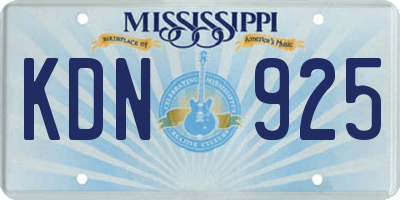 MS license plate KDN925