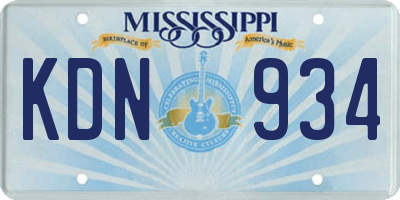 MS license plate KDN934
