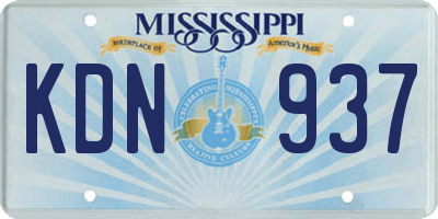MS license plate KDN937