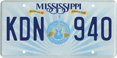 MS license plate KDN940