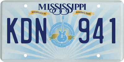 MS license plate KDN941