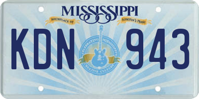 MS license plate KDN943