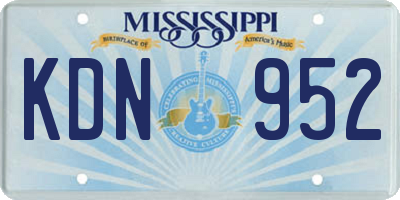 MS license plate KDN952