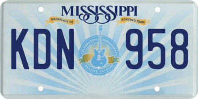 MS license plate KDN958